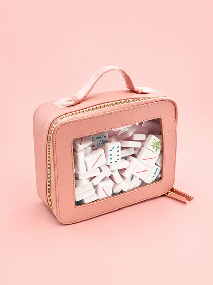 Pink Mahjong Tile Storage Bag
