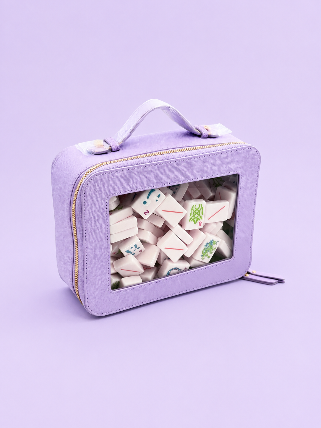 Purple Mahjong Tile Storage Bag