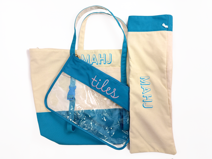 Blue Mahjong Tote Bag Set