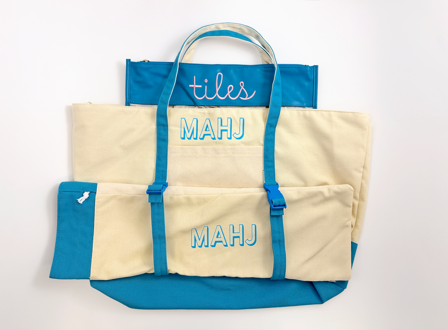 Blue Mahjong Tote Bag Set