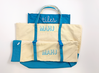 Blue Mahjong Tote Bag Set