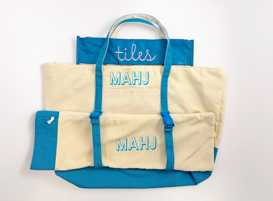 Blue Mahjong Tote Bag Set