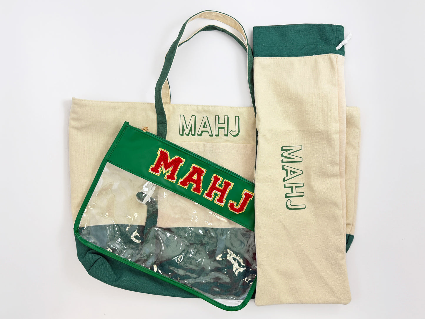 Green Mahjong Tote Bag Set