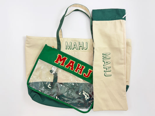 Green Mahjong Tote Bag Set
