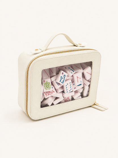 White Mahjong Tile Storage Bag