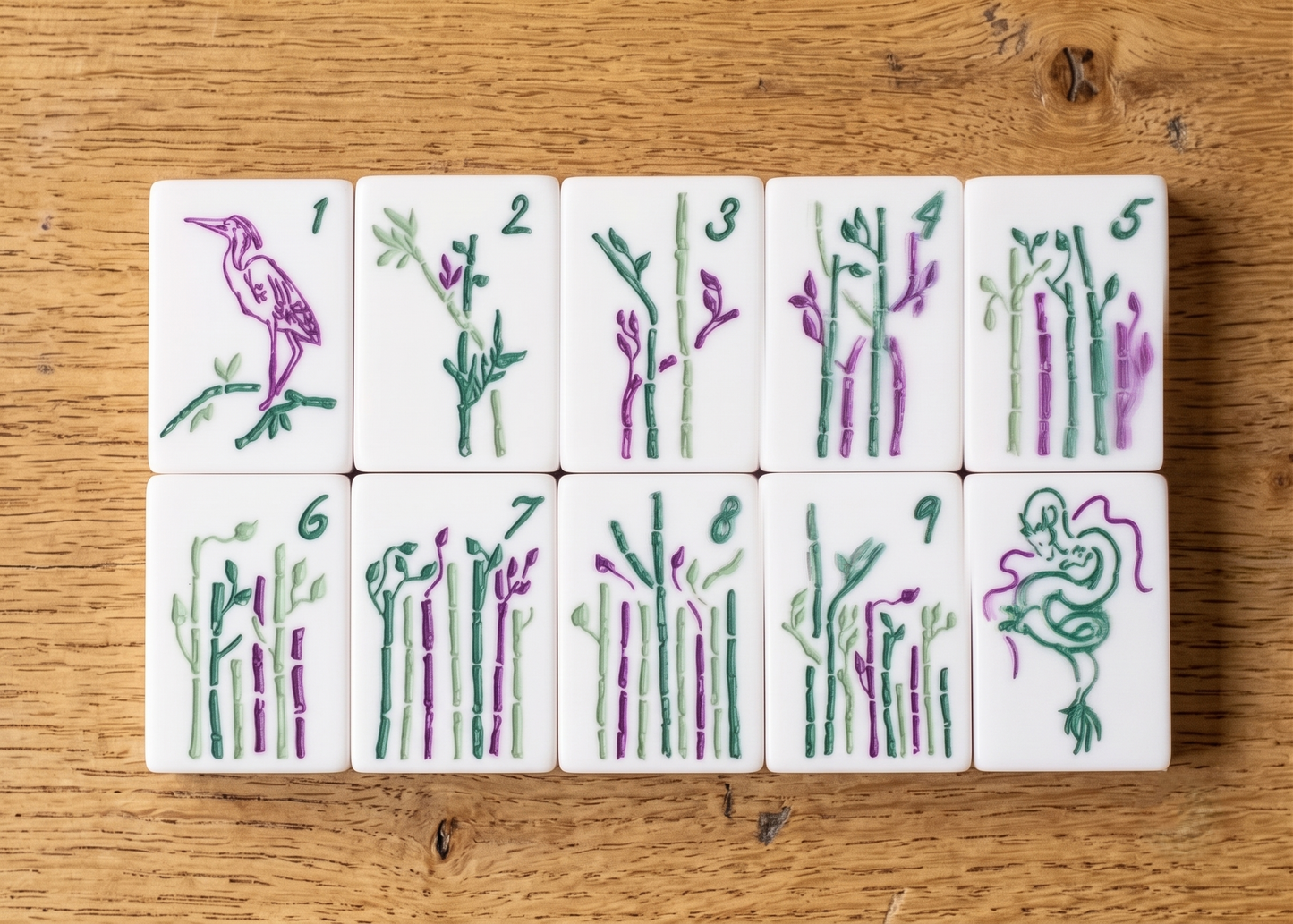 Malachite Mahjong Tile Set