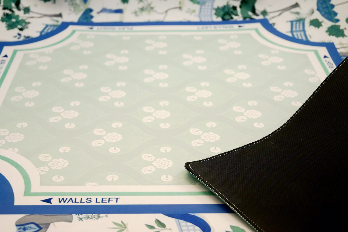 Green Garden Mahjong Mat – 31.5" x 31.5" Non-Slip Mahjong Table Mat